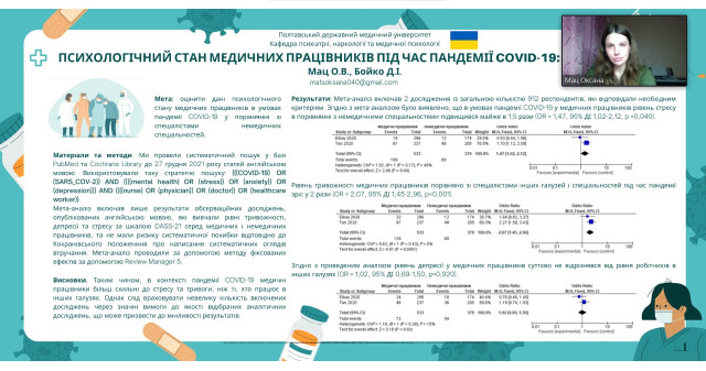Дипломом 1-го ступеня на науково-практичній конференції у секції "Психіатрія, неврологія, наркологія, філософія, стоматологія" нагороджена студентка ЗВО ПДМУ